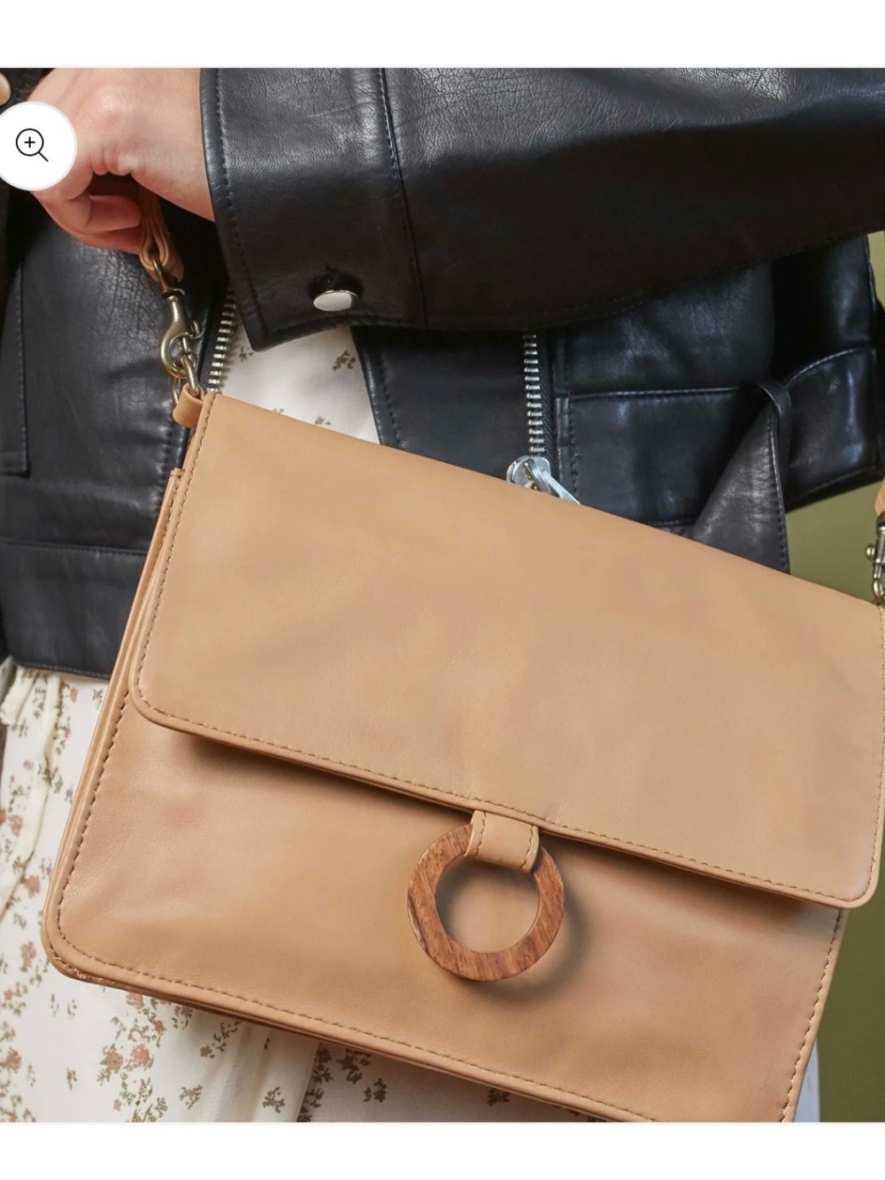 Payton James Italian Leather Wood wallet crossbody - Picture 2 of 6
